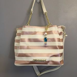 Striped Pink and White Handbag